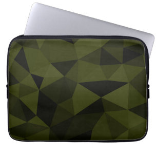 Capa Para Notebook Padrão geométrico preto verde do exército escuro l