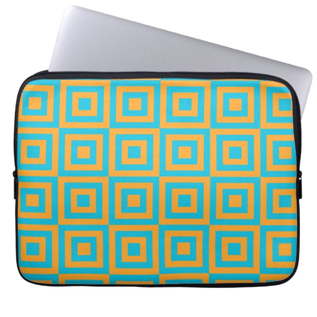 Capa Para Notebook Padrão Geométrico Quadrado Retro - Laranja Ousado  (Frente)