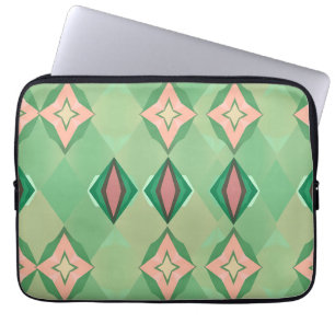 Capa Para Notebook Padrão Geométrico Retro Verde Rosa Diamante Estrel