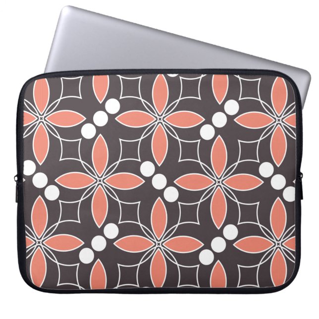 Capa Para Notebook Padrão geométrico sem costura com flores. arte.  (Frente)