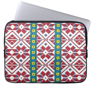 Capa Para Notebook Padrão geométrico tribal vermelho, azul e estrela 