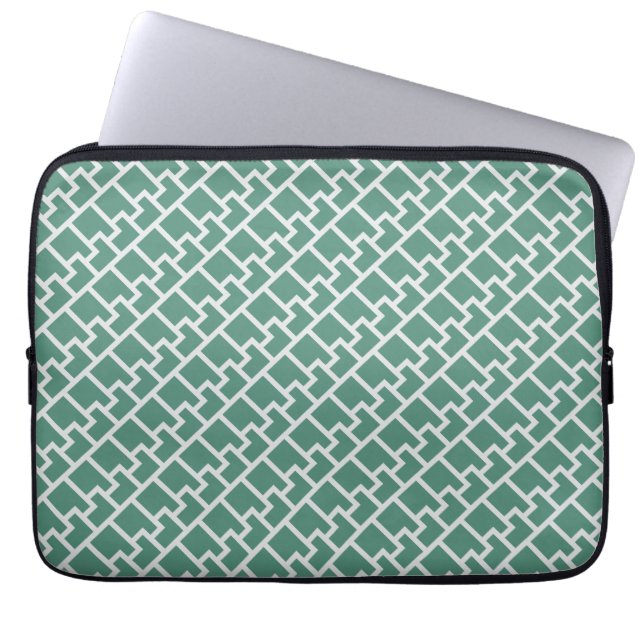 Capa Para Notebook Padrão Geométrico Verde Sálvia Elegante (Frente)