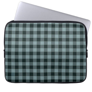 Capa Para Notebook Padrão Gingham Preto Azul Verificado