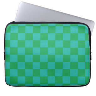 Capa Para Notebook Padrão Gingham Verde Azul Verificado