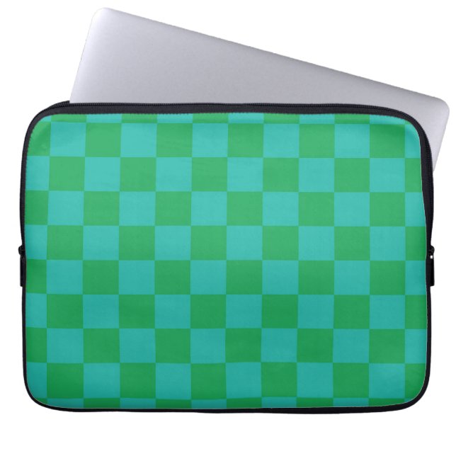 Capa Para Notebook Padrão Gingham Verde Azul Verificado (Frente)