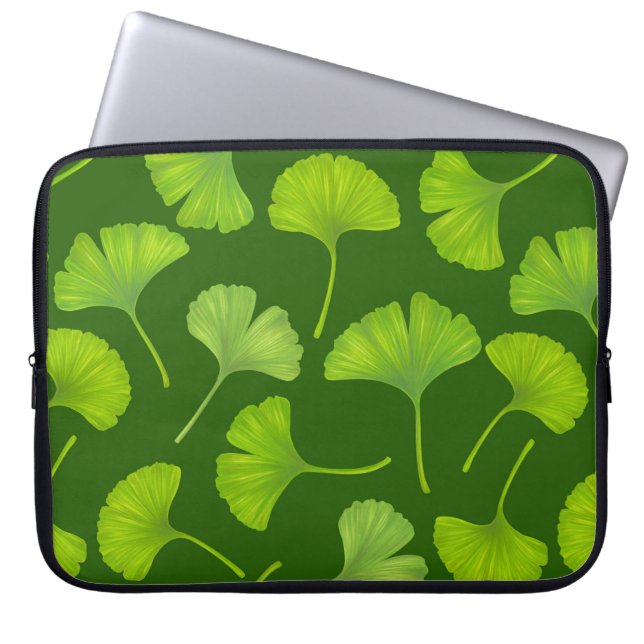Capa Para Notebook Padrão Ginkgo em verde escuro (Frente)