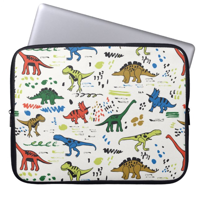 Capa Para Notebook padrão gráfico de cores de dinossauros engraçados (Frente)
