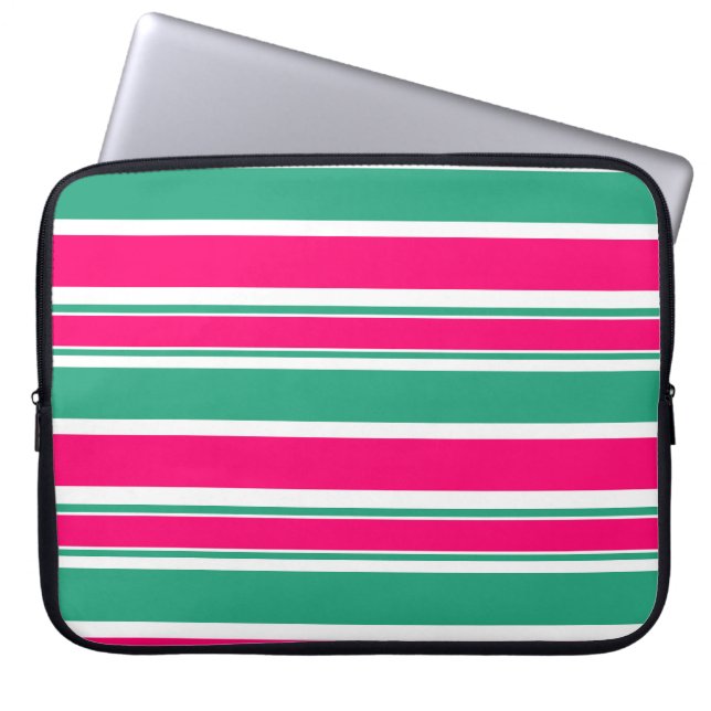 Capa Para Notebook Padrão horizontal listrado vermelho-verde (Frente)