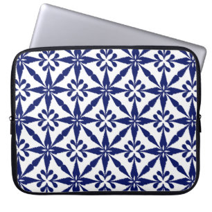 Capa Para Notebook Padrão Ikat Star - Marinho Azul e Branco