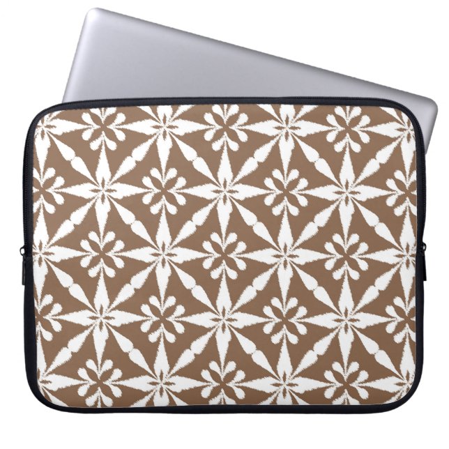Capa Para Notebook Padrão Ikat Star - Taupe Tan e Branco (Frente)