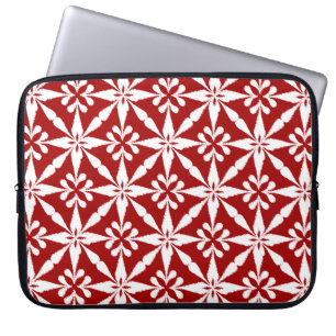 Capa Para Notebook Padrão Ikat Star - Vermelho Escuro e Branco