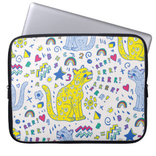 Capa Para Notebook padrão infantil com tigre, letras, arco-íris, n