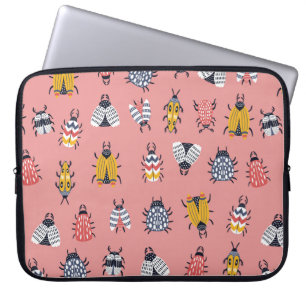 Capa Para Notebook Padrão infantil sem costura com insetos e besouro