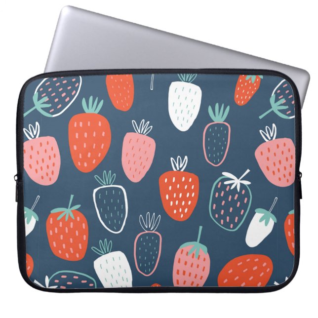 Capa Para Notebook Padrão infantil sem costura com morango desenhado  (Frente)
