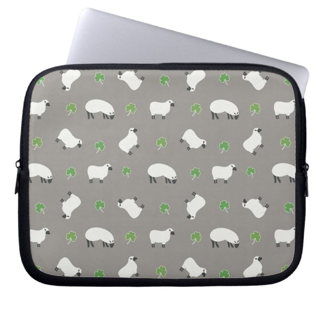 Capa Para Notebook Padrão Irlandês de Shamrock and Sheep (Frente)