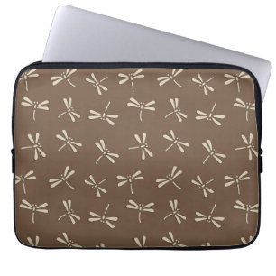 Capa Para Notebook Padrão Japonês de Dragonfly, Cream e Taupe Tan
