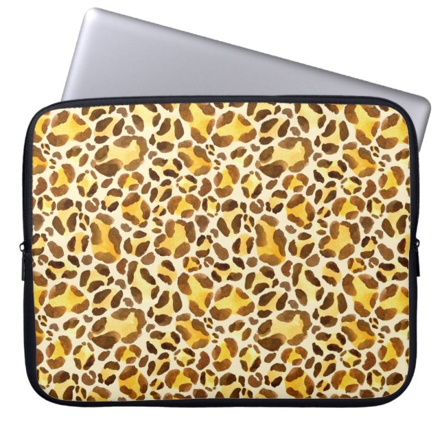 Capa Para Notebook Padrão leopardo sem costura de aquarelas (Frente)