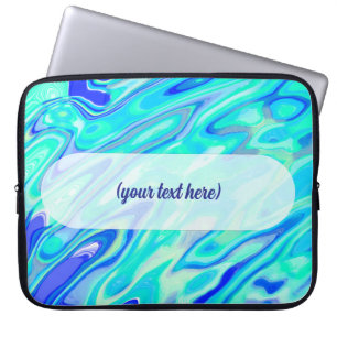 Capa Para Notebook Padrão Líquido de Abstrato de Textura Azul Aqua