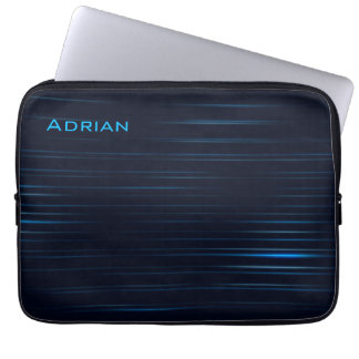 Capa Para Notebook Padrão Listrado Azul Escuro Moderno Com Nome
