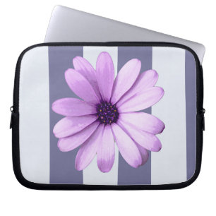 Capa Para Notebook padrão listrado com margaridas roxas