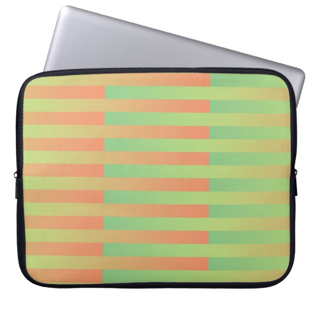 Capa Para Notebook Padrão Listrado Verde Laranja (Frente)