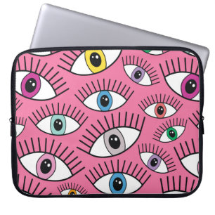 Capa Para Notebook Padrão mágico com olhos coloridos. Fundo místico