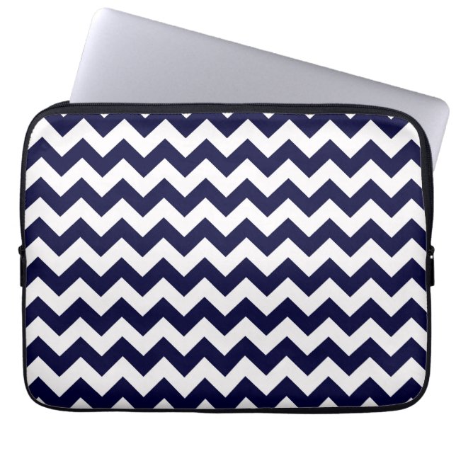 Capa Para Notebook Padrão marinho Blue Chevron Zig-Zag (Frente)