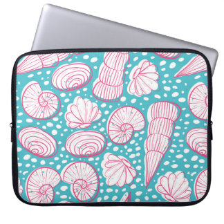 Capa Para Notebook Padrão marinho sem costura com conchas diferentes.