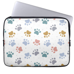 Capa Para Notebook Padrão Minimalista de Impressões de Patas Pastel