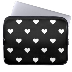 Capa Para Notebook Padrão Minimalista do Coração Negro e Branco