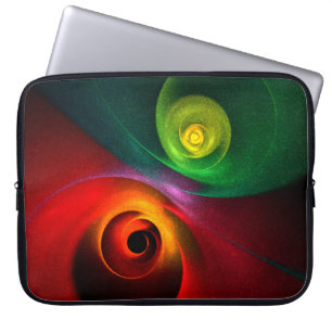 Capa Para Notebook Padrão Moderno de Abstrato de Arte Yin Yang Verde