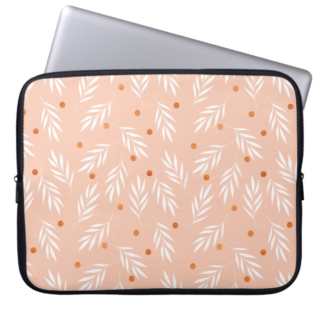Capa Para Notebook Padrão Moderno de Folhas Florais Apricot Rosa (Frente)