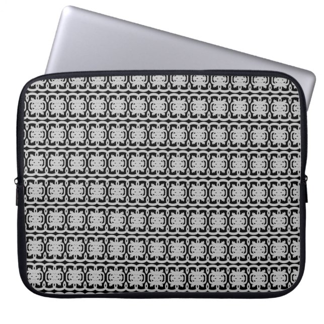 Capa Para Notebook Padrão Moderno em Preto e Cinza Prata (Frente)