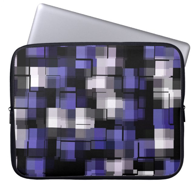 Capa Para Notebook Padrão Moderno Preto Preto Branco Roxo (Frente)