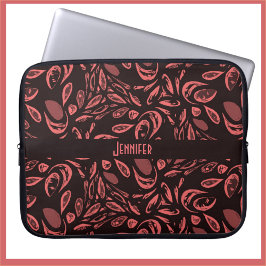 Capa Para Notebook Padrão Moderno Preto, Vermelho Quente