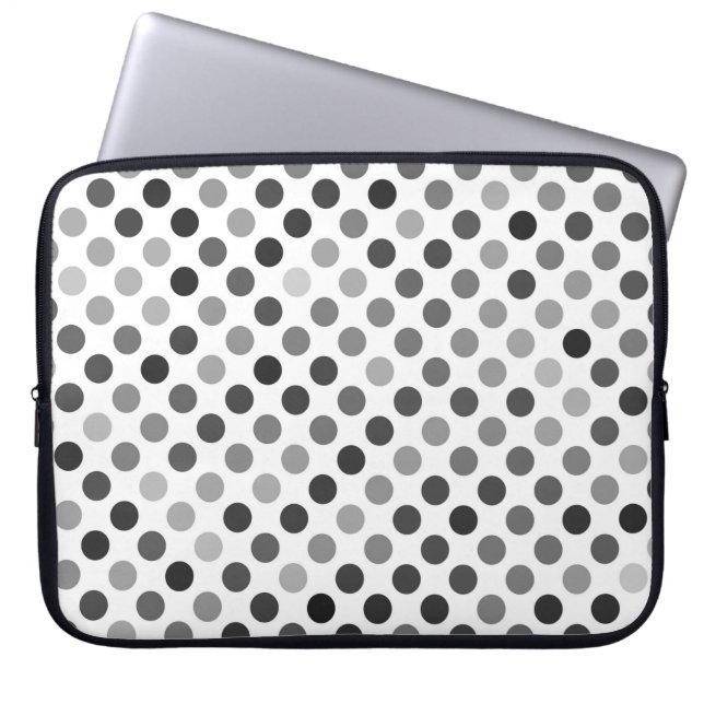 Capa Para Notebook Padrão monocromático de Bolinhas (pontos pretos e  (Frente)