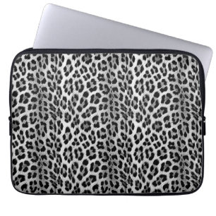 Capa Para Notebook Padrão monocromático preto e branco, leopardo