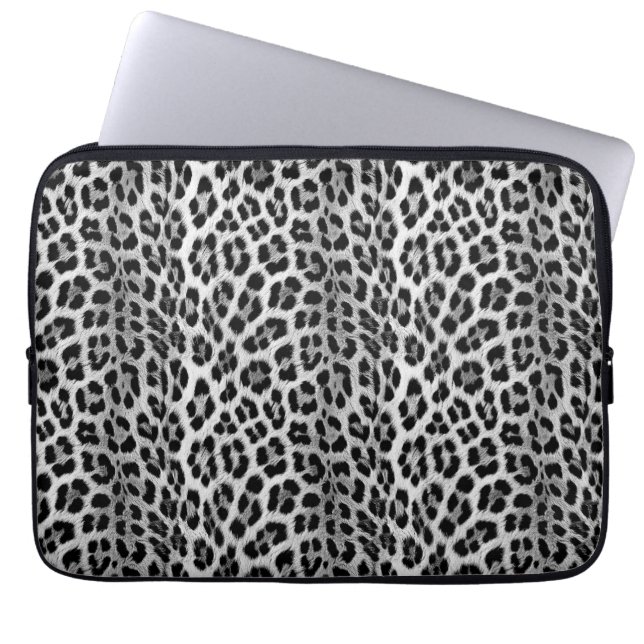 Capa Para Notebook Padrão monocromático preto e branco, leopardo (Frente)