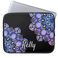 Padrão Monograma de Mandala Roxo, Preto e Branco