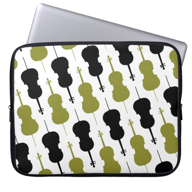 Capa Para Notebook Padrão Musical Cello (Frente)