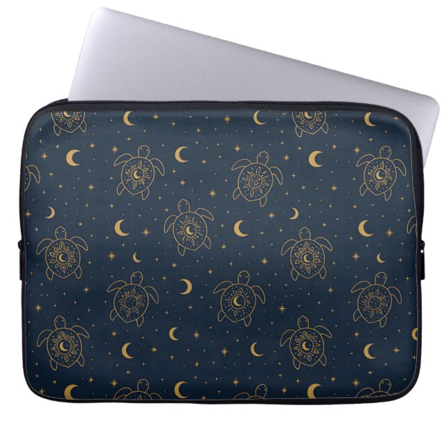 Capa Para Notebook Padrão Noturno de Tartaruga Celestial (Frente)