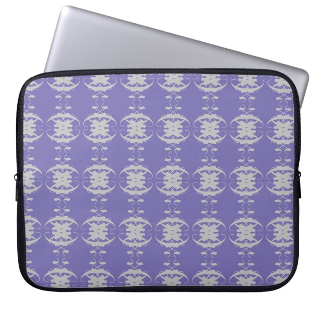 Capa Para Notebook Padrão Oval de Prata Elegante em Azul Pervinca (Frente)