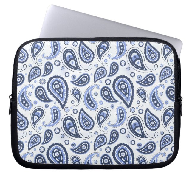 Capa Para Notebook Padrão Paisley Azul (Frente)