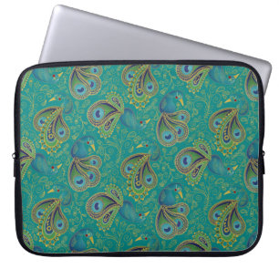 Capa Para Notebook Padrão Paisley de Pavão Azul