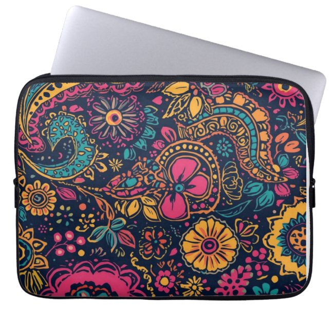 Capa Para Notebook Padrão Paisley Floral (Frente)