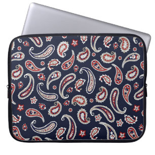 Capa Para Notebook Padrão paisley tradicional indiano no marinho