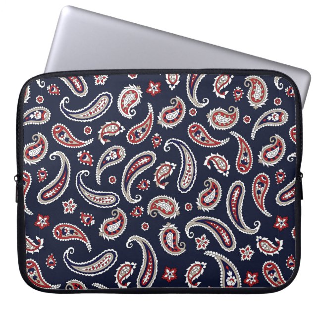 Capa Para Notebook Padrão paisley tradicional indiano no marinho (Frente)