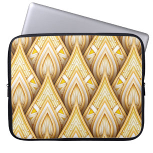 Capa Para Notebook Padrão perfeito com Dourados motivos étnicos. Se