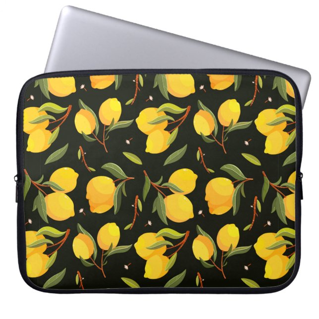 Capa Para Notebook Padrão perfeito de limão. Exemplo de limão pintado (Frente)