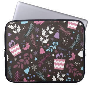 Capa Para Notebook Padrão perfeito de Natal com árvore, neve, present